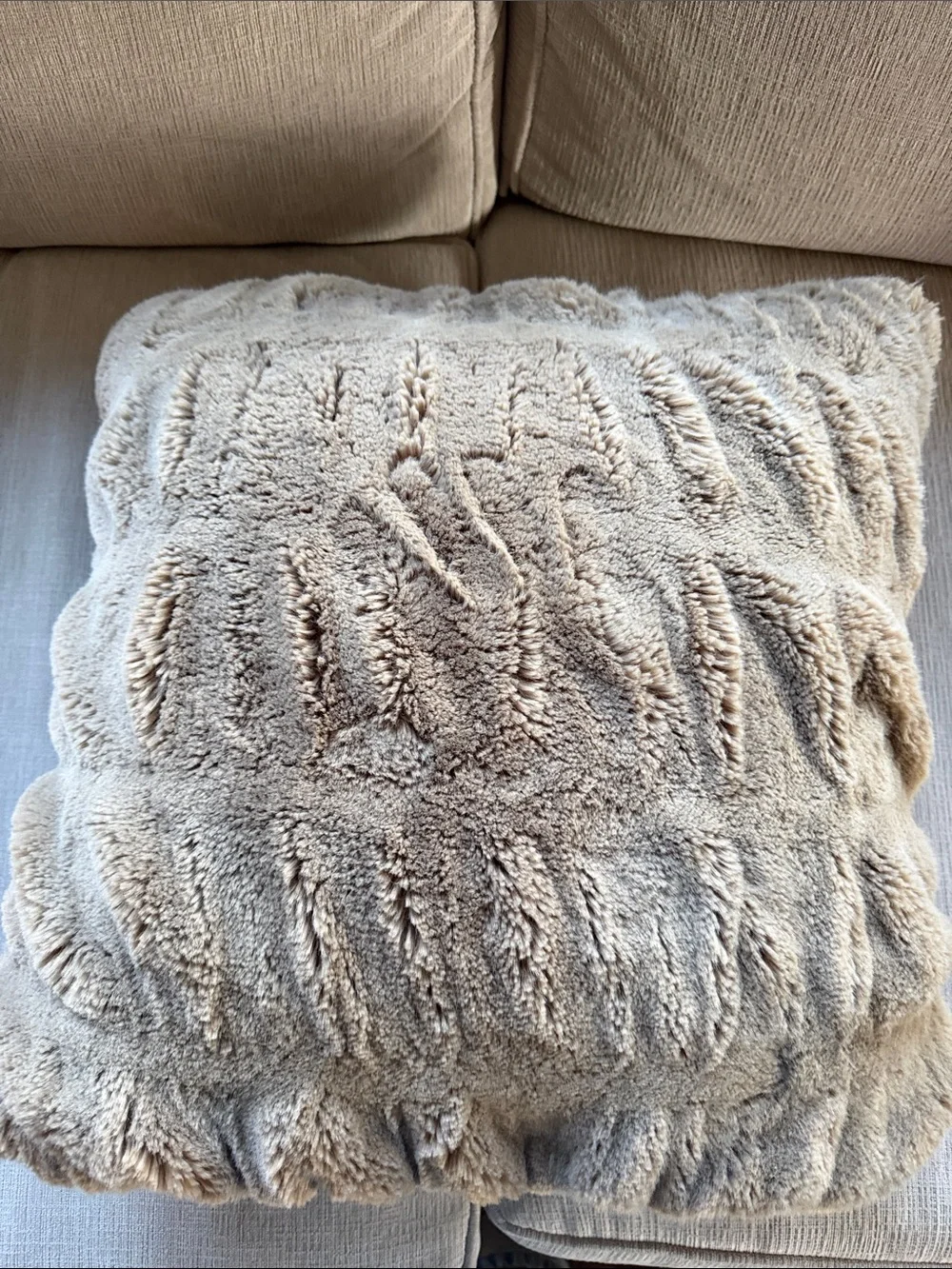 Pottery Barn Ruched Faux Fur Throw Pillows - Taupe Brown 1 available